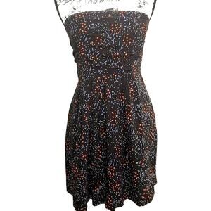 BCB Generation Strapless Black Pleated Cosmopolitan Mini Fit Flare Women Size 8
